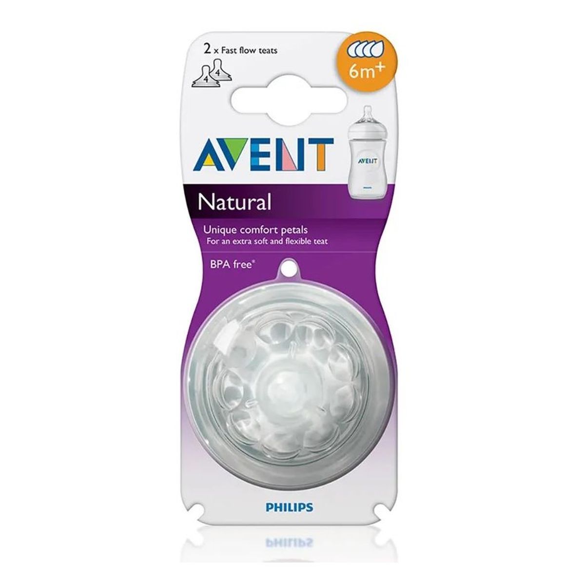 AVENT - 2 chupos repuesto tetero avent natural flujo rapido 6 meses
