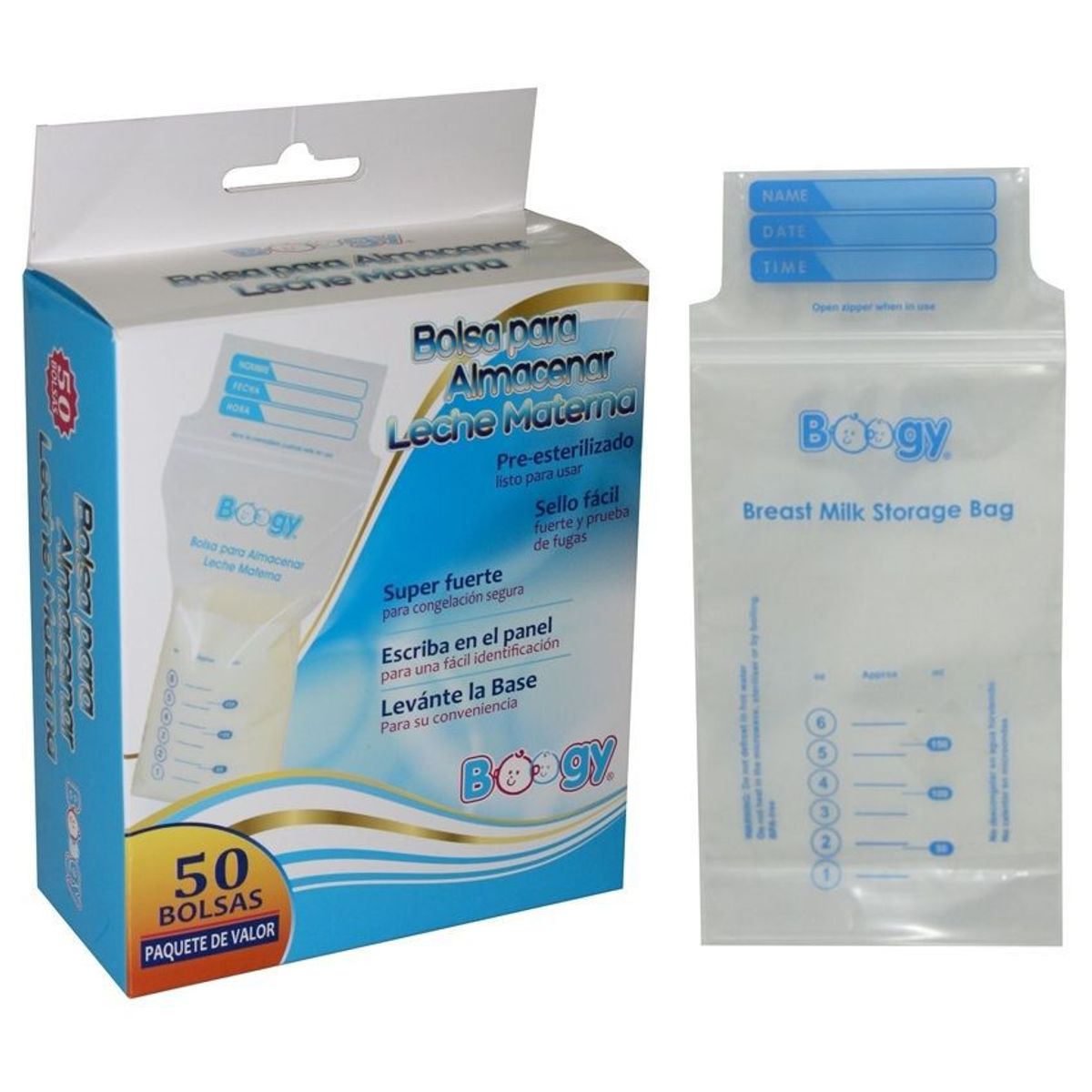 BOOGY - Bebe bolsa lactancia almacenamiento banco leche materna x 50