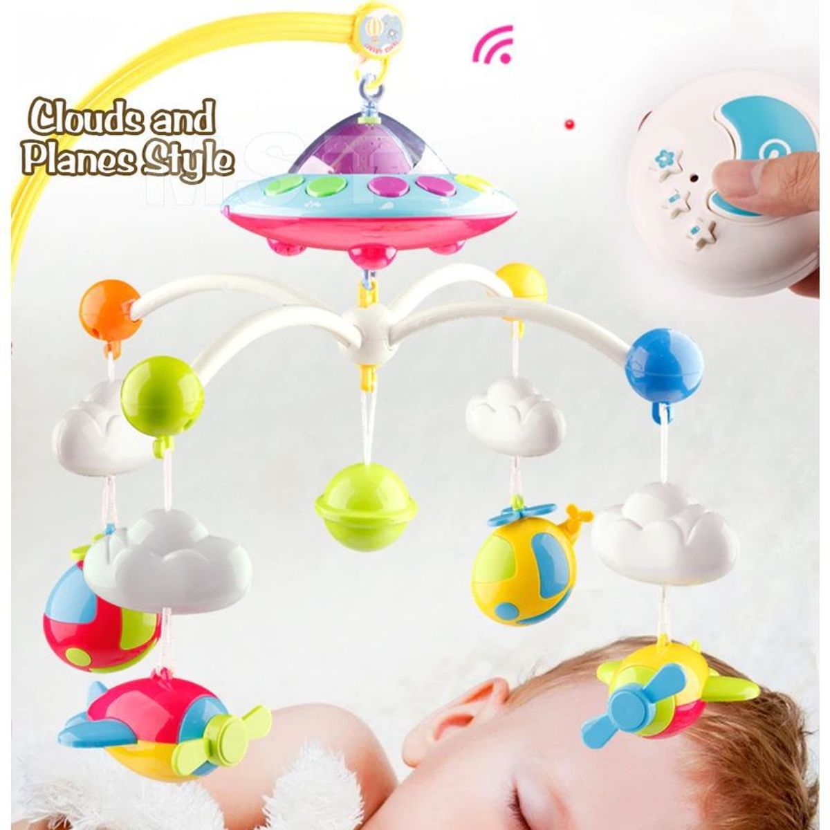 HUANGER - Móvil bebe musical proyector de luces control remoto unisex