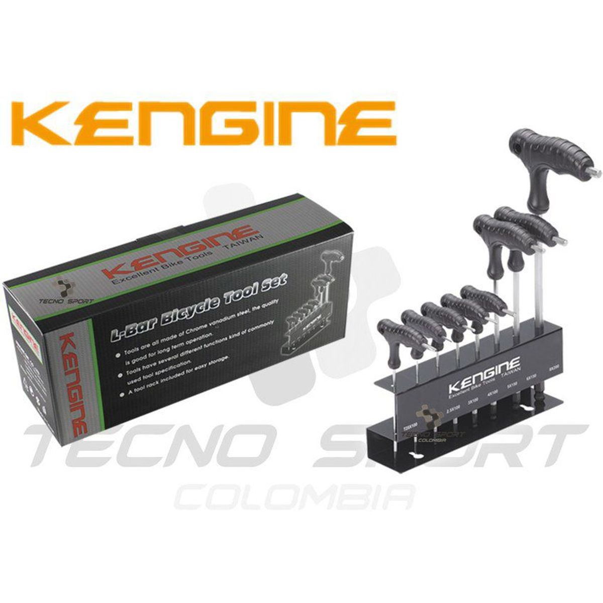 GW - Herramienta bicicleta juego llaves hexagonal 8 piezas