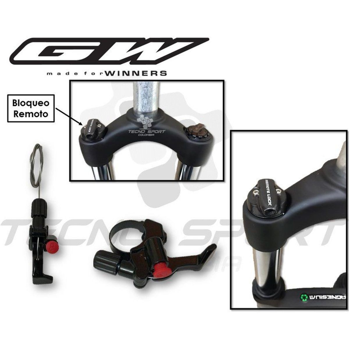 GW - Tenedor suspensión gw 29 bloqueo remoto freno disco mtb