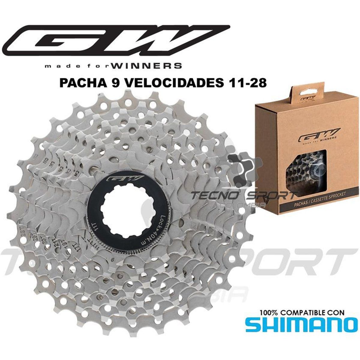 GW - Pacha cassette gw 9 velocidades 11-28 compatible con shimano