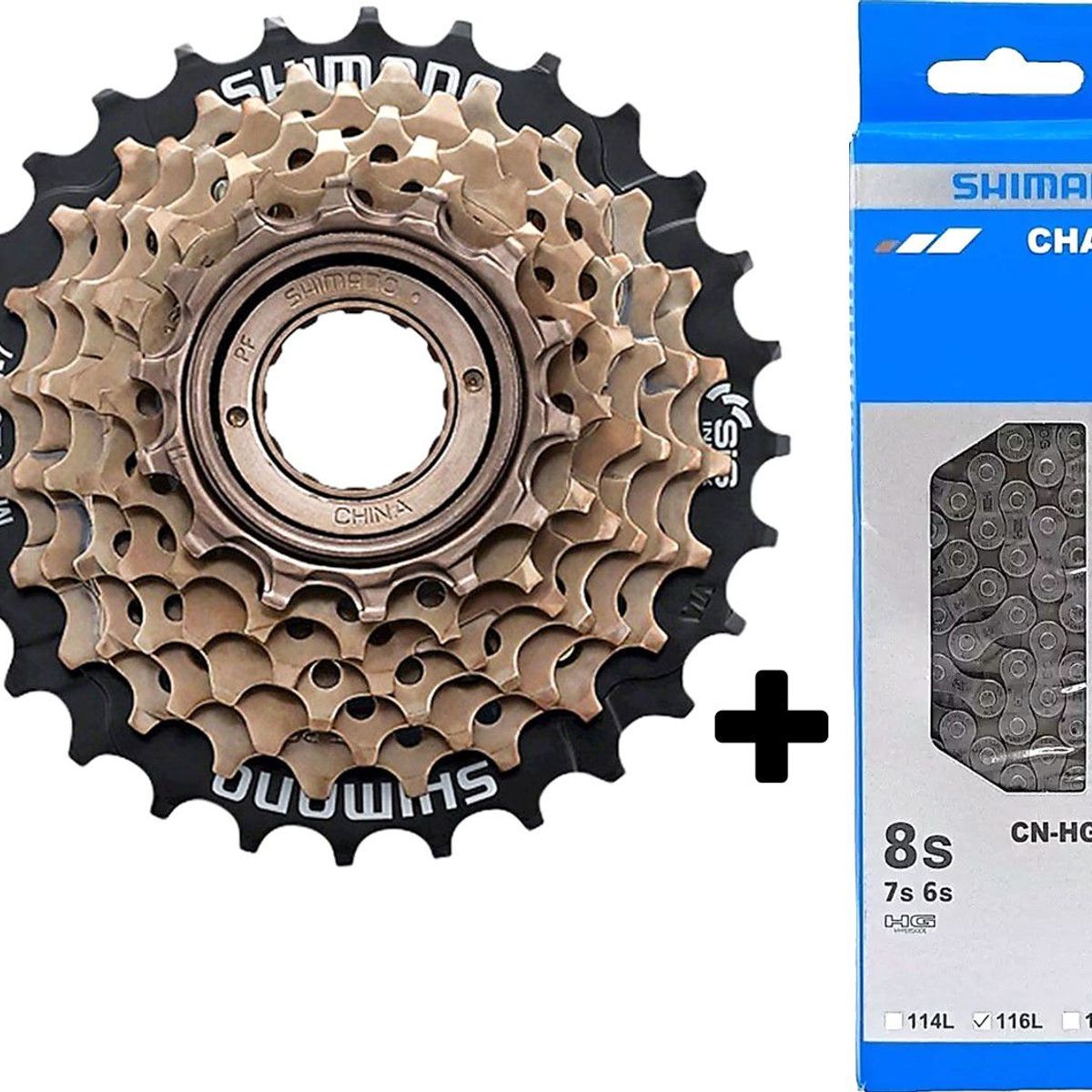 SHIMANO - Pacha Cadenilla Shimano Bicicleta Rosca 7v Tz500 14-28