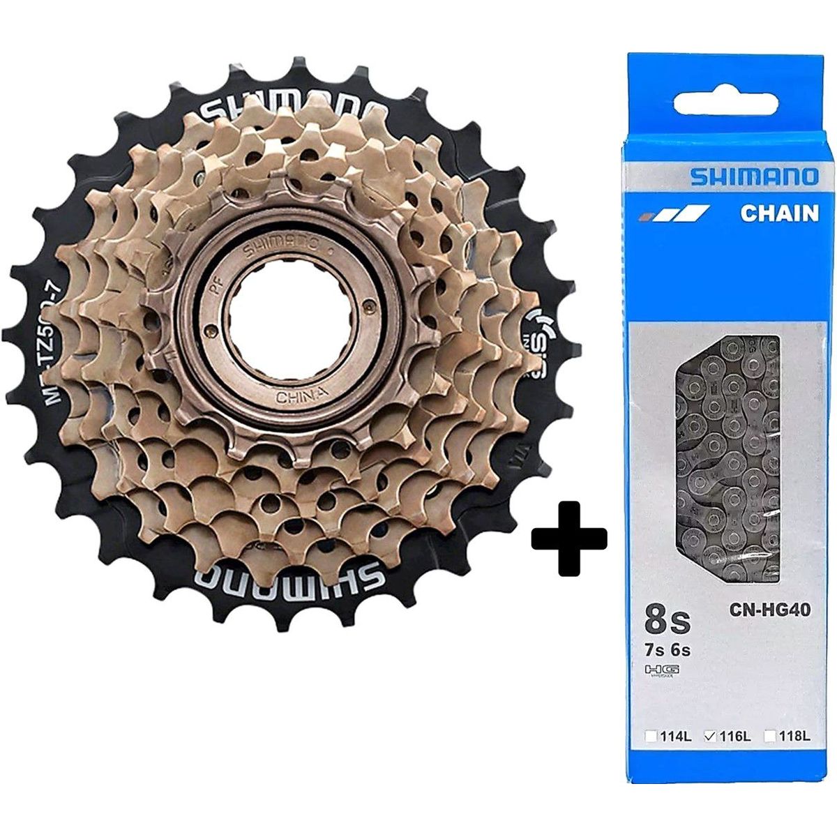 SHIMANO - Pacha Cadenilla Shimano Bicicleta Rosca 7v Tz500 14-28