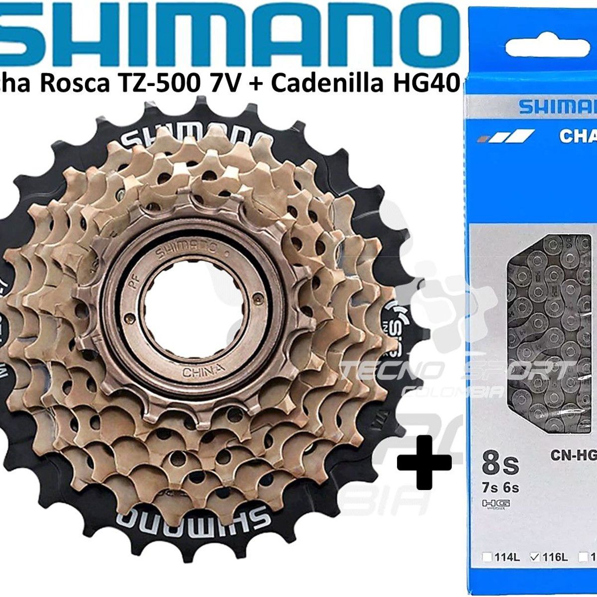 SHIMANO - Pacha Cadenilla Shimano Bicicleta Rosca 7v Tz500 14-28