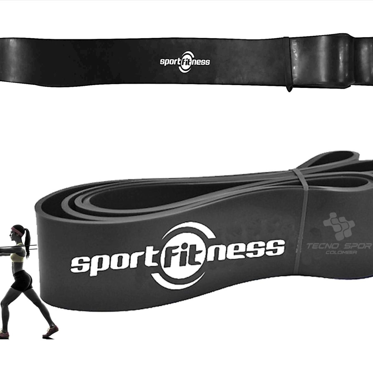 SPORT FITNESS - Banda poder elástica sportfitness negro tonificacion gym