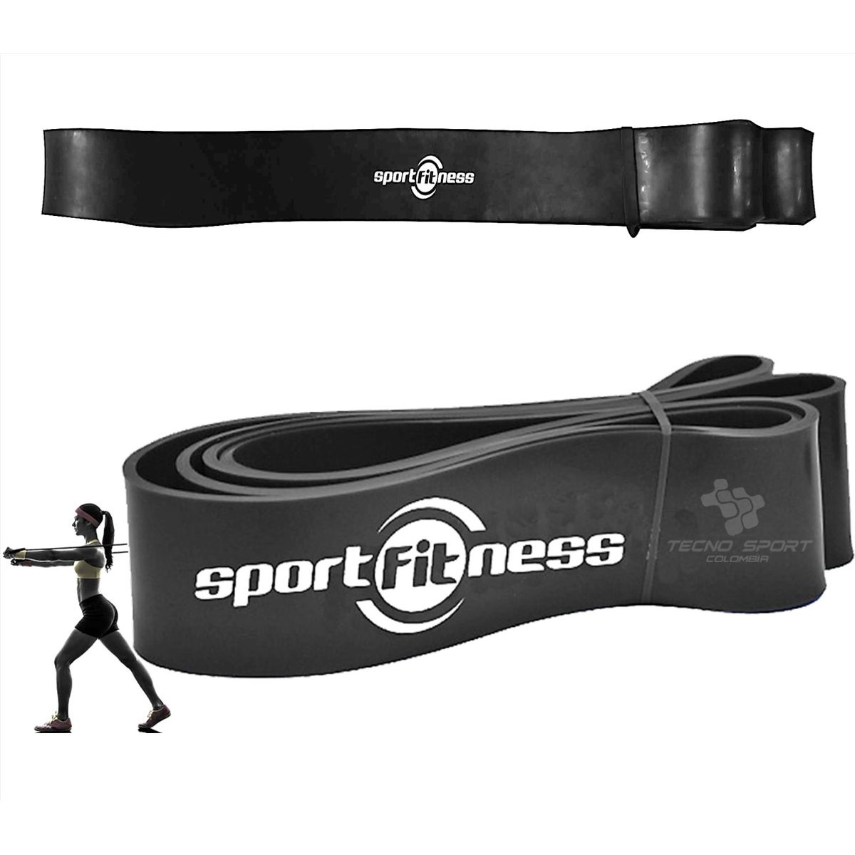 SPORT FITNESS - Banda poder elástica sportfitness negro tonificacion gym