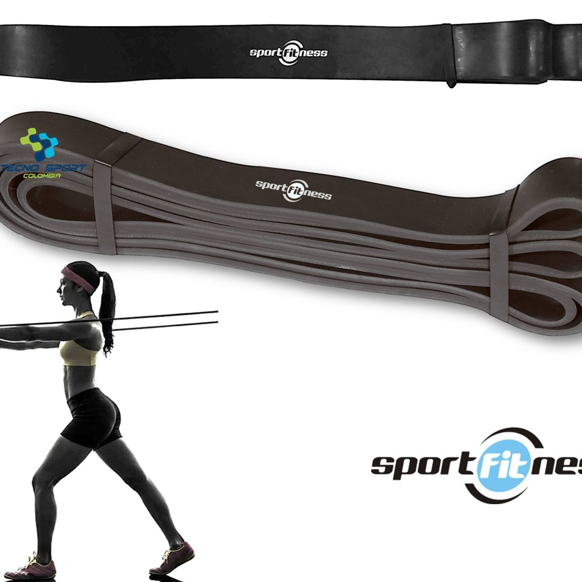 SPORT FITNESS - Banda poder elástica sportfitness negro tonificacion gym