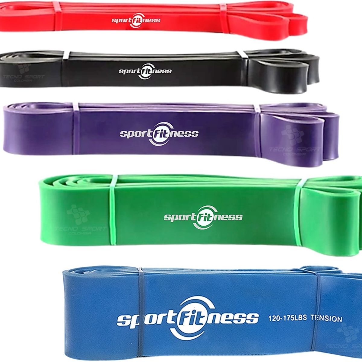 SPORT FITNESS - Kit 5 pzs banda poder elástica sportfitness tonificacion gym