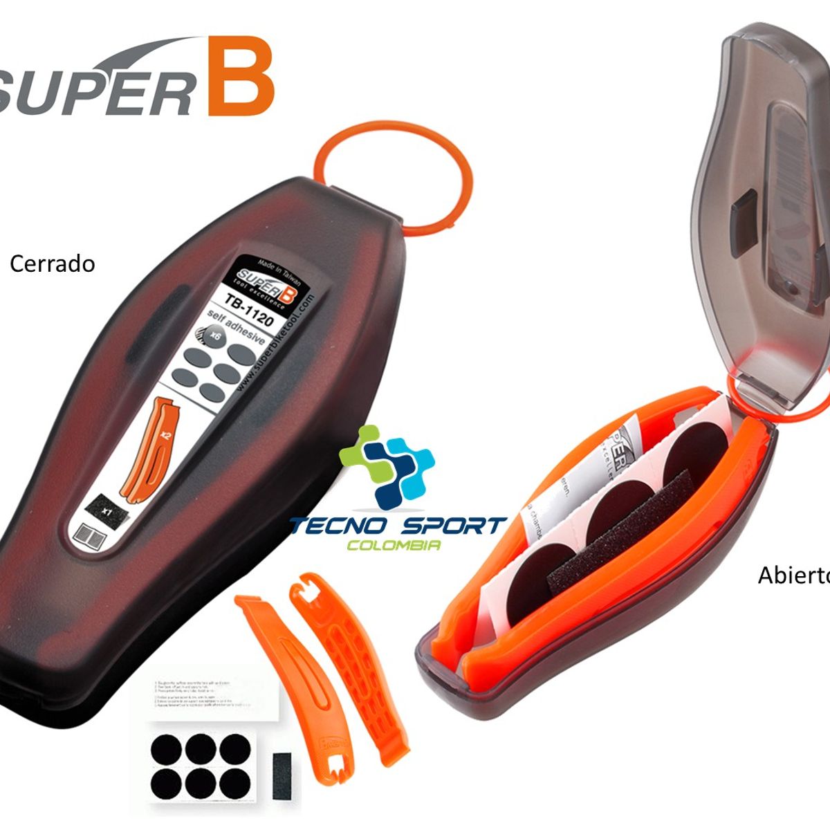 SUPER B - Kit parche bicicleta  palanca super b con pegamento 9pzs