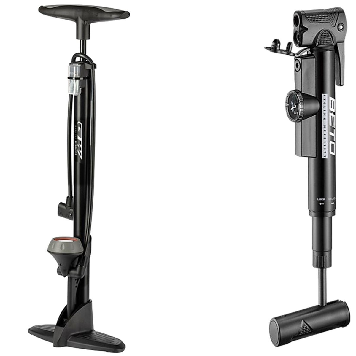 BETO - Combo inflador piso  mini bomba aire bicicleta manómetro