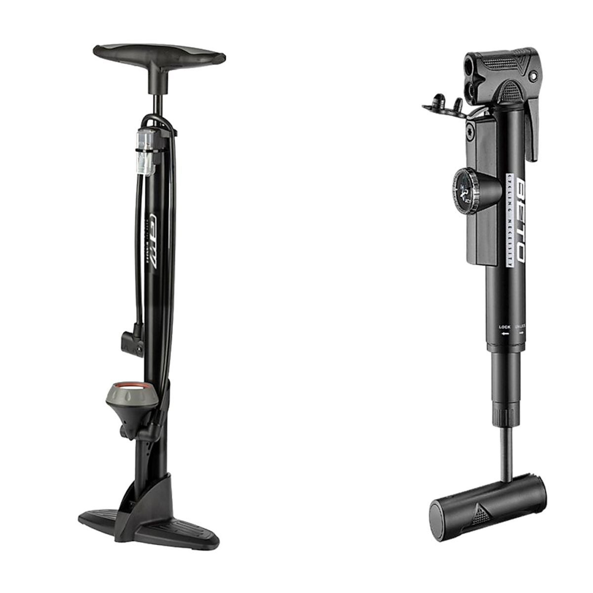 BETO - Combo inflador piso  mini bomba aire bicicleta manómetro