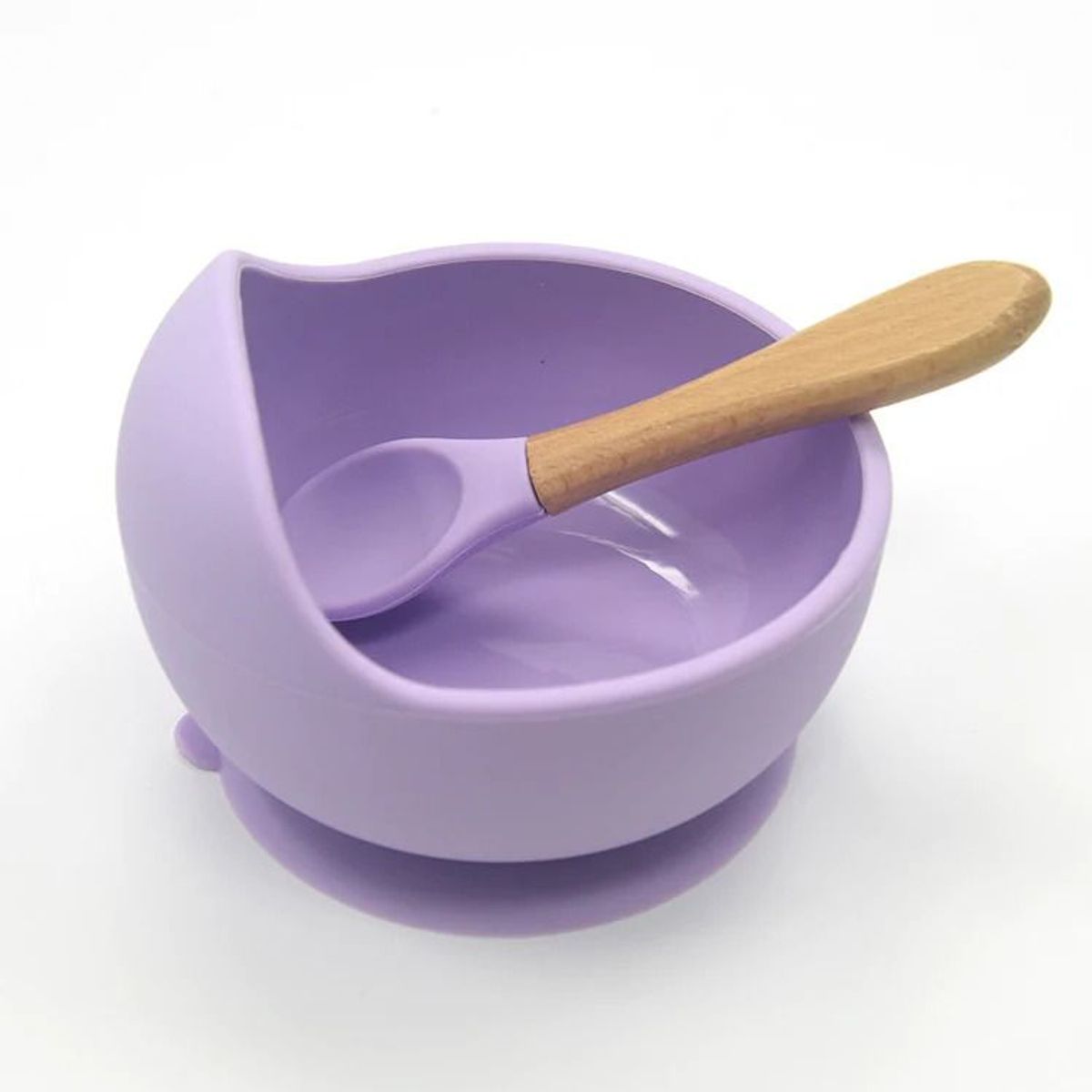 GENERICO - Set De Bowl Con Cuchara Silicona Para Bebes - Morado