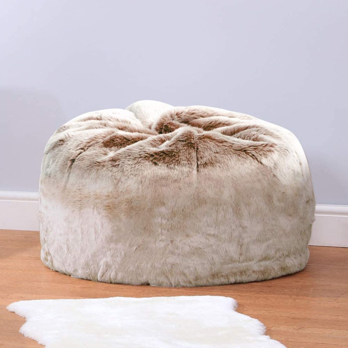 BANZAY - Puff pera gigante peludo peluche - Café Matizado