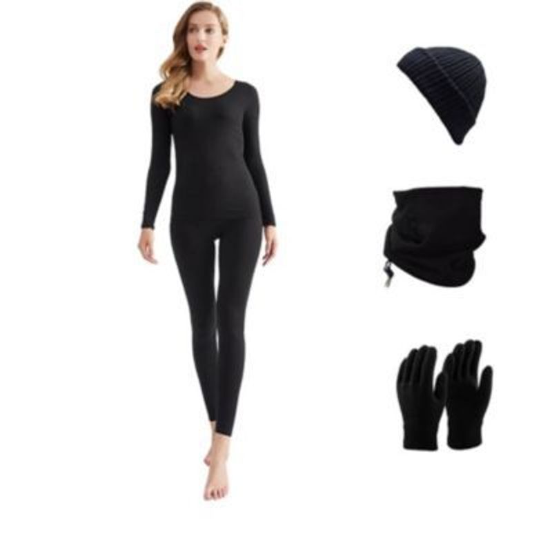 FRIOLENTA - Ropa térmica Invierno x 5 legging buzo guantes gorros bandana - negro.