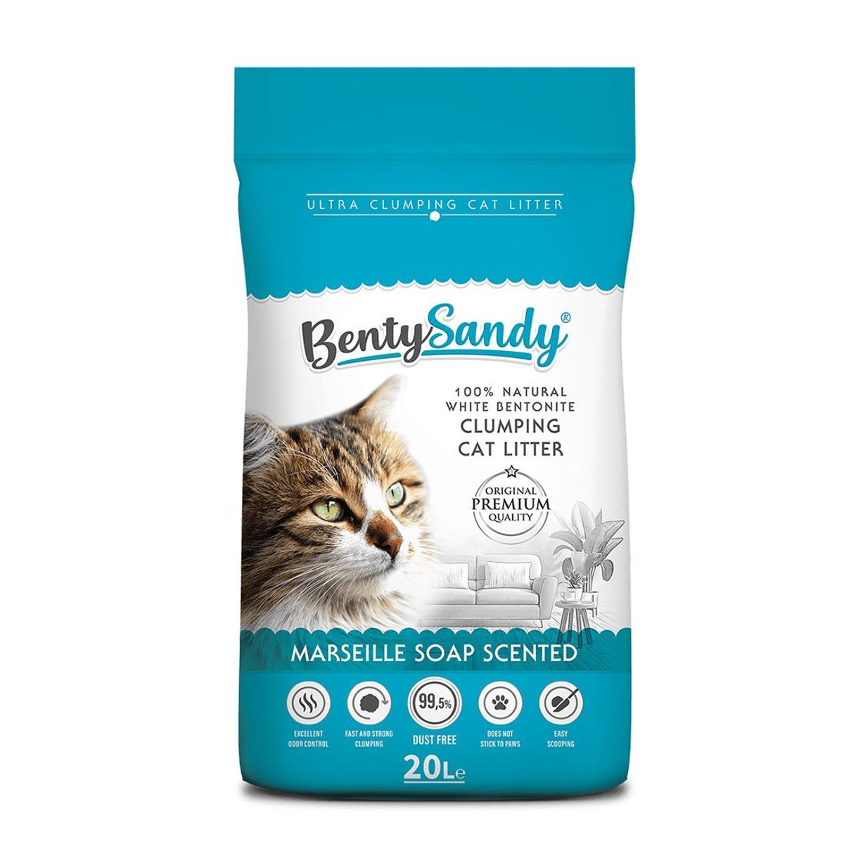 BENTYSANDY - Arena Para Gatos Bentysandy Ultra Absorbente Aglomerante 20l