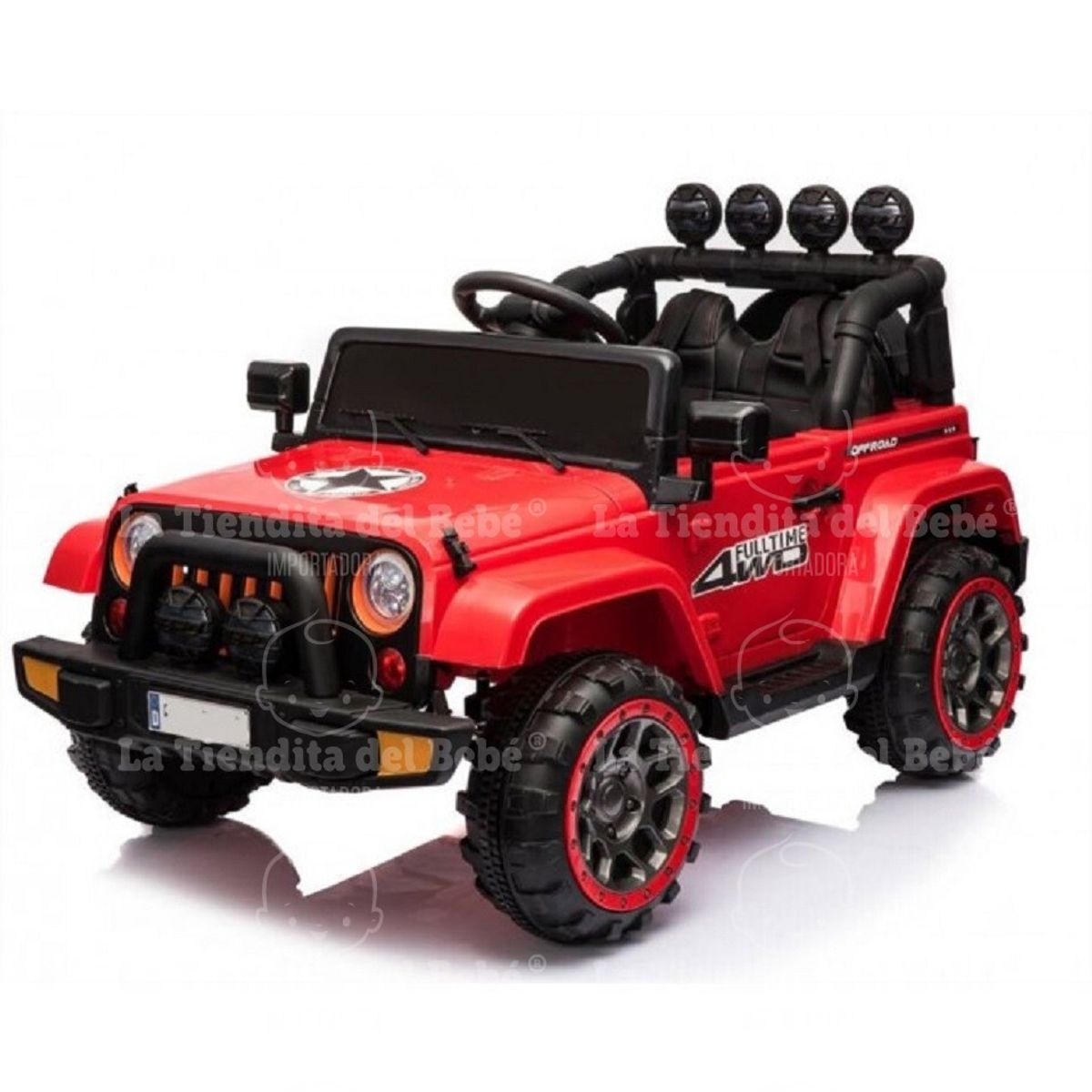 GENERICO - Carro montable bebe juguete eléctrico 4 x4 jeep Rojo 5299