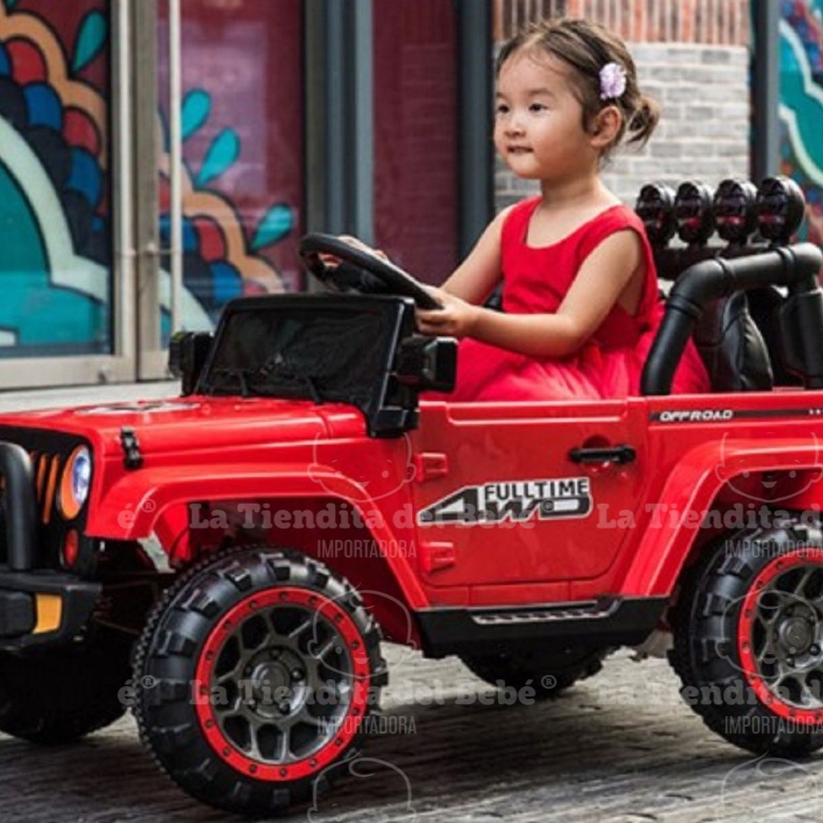 GENERICO - Carro montable bebe juguete eléctrico 4 x4 jeep Rojo 5299