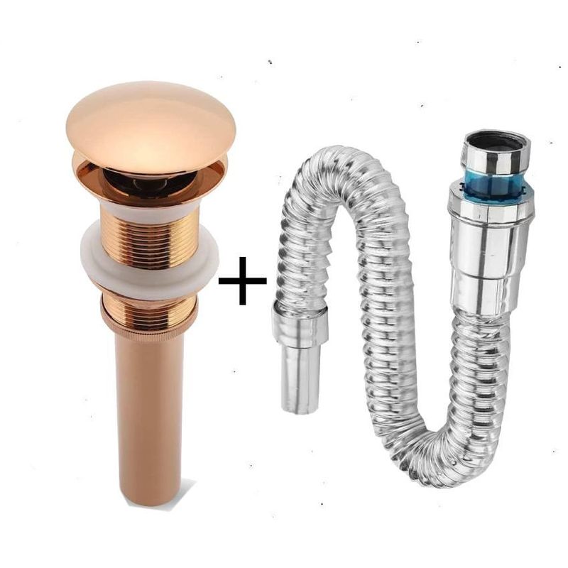 GENERICO - Kit sifón abs acordeon y desagüe push Oro Rosa lavamanos 1 1/4