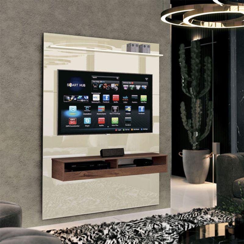MUEBLES 2020 - Panel TV Torino 1.6 Blanco Apagado Natural