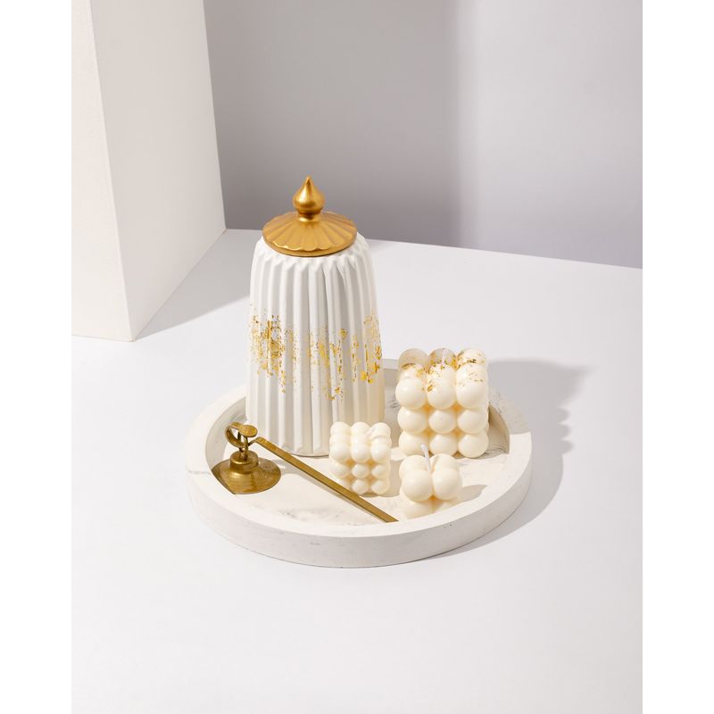 DECORACIONES ALE Y GABI - SET DECORATIVO ANFORA BASE TRIO VELAS APAGAVELAS