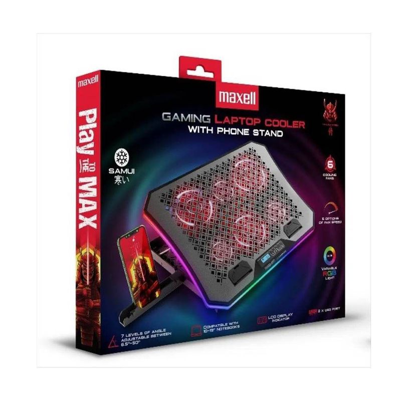 MAXELL - Base Refrigerante Maxell Gaming 6 Ventiladores Rgb