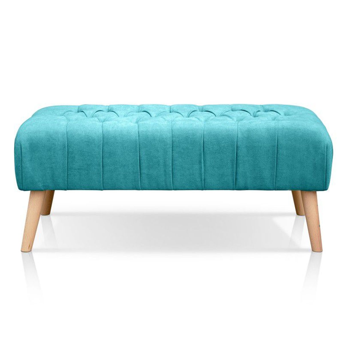 BANZAY - Banco Otomano Patas en Madera tela Pet-friendly - Turquesa