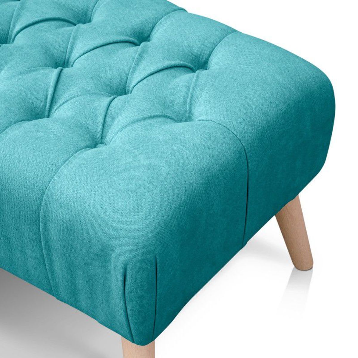 BANZAY - Banco Otomano Patas en Madera tela Pet-friendly - Turquesa