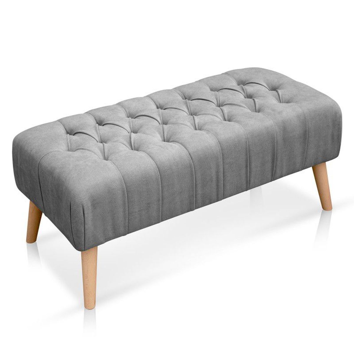 BANZAY - Banco Otomano Patas en Madera tela Pet-friendly - Gris