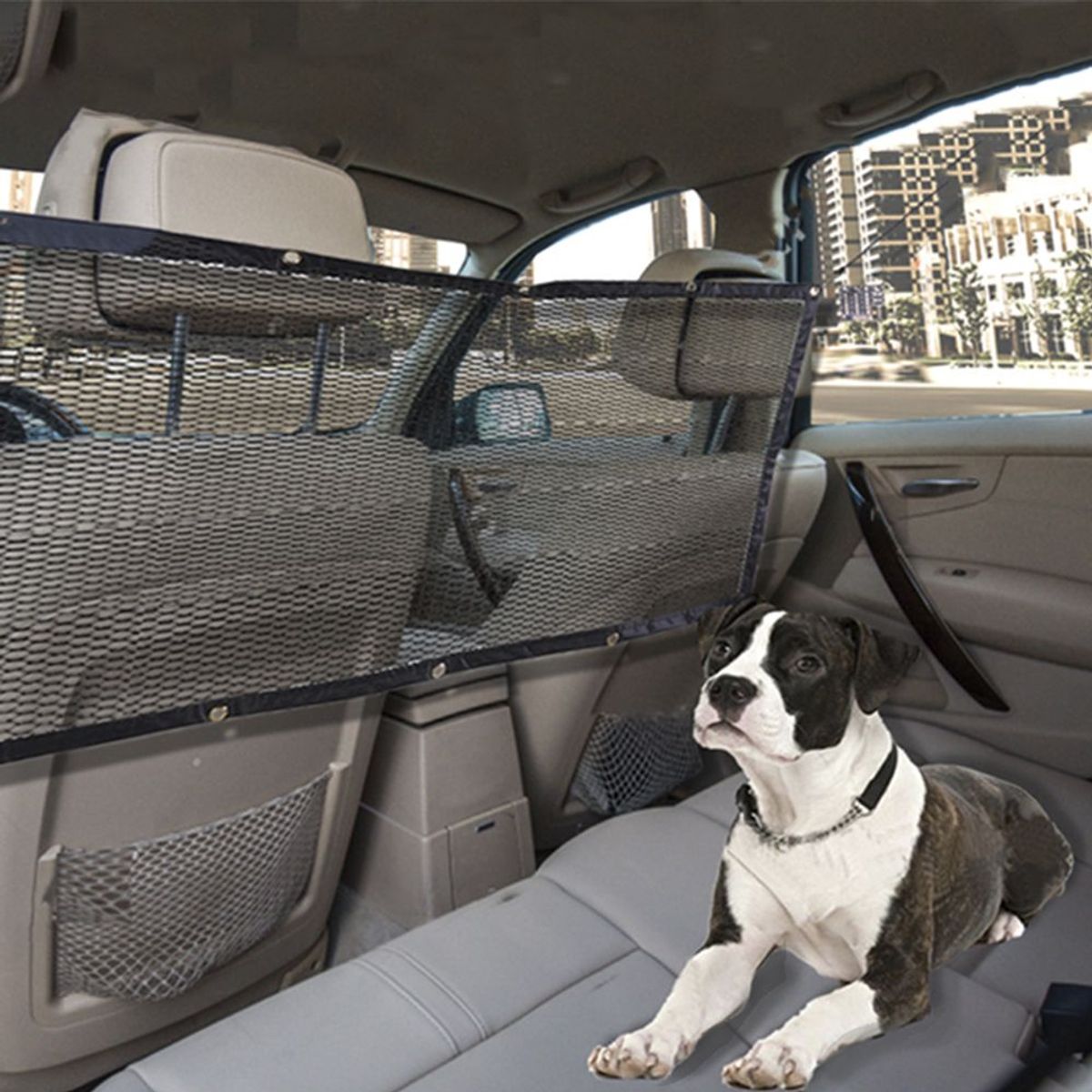 GENERICO - Barrera De Auto Para Perros Apertura De Malla - negro