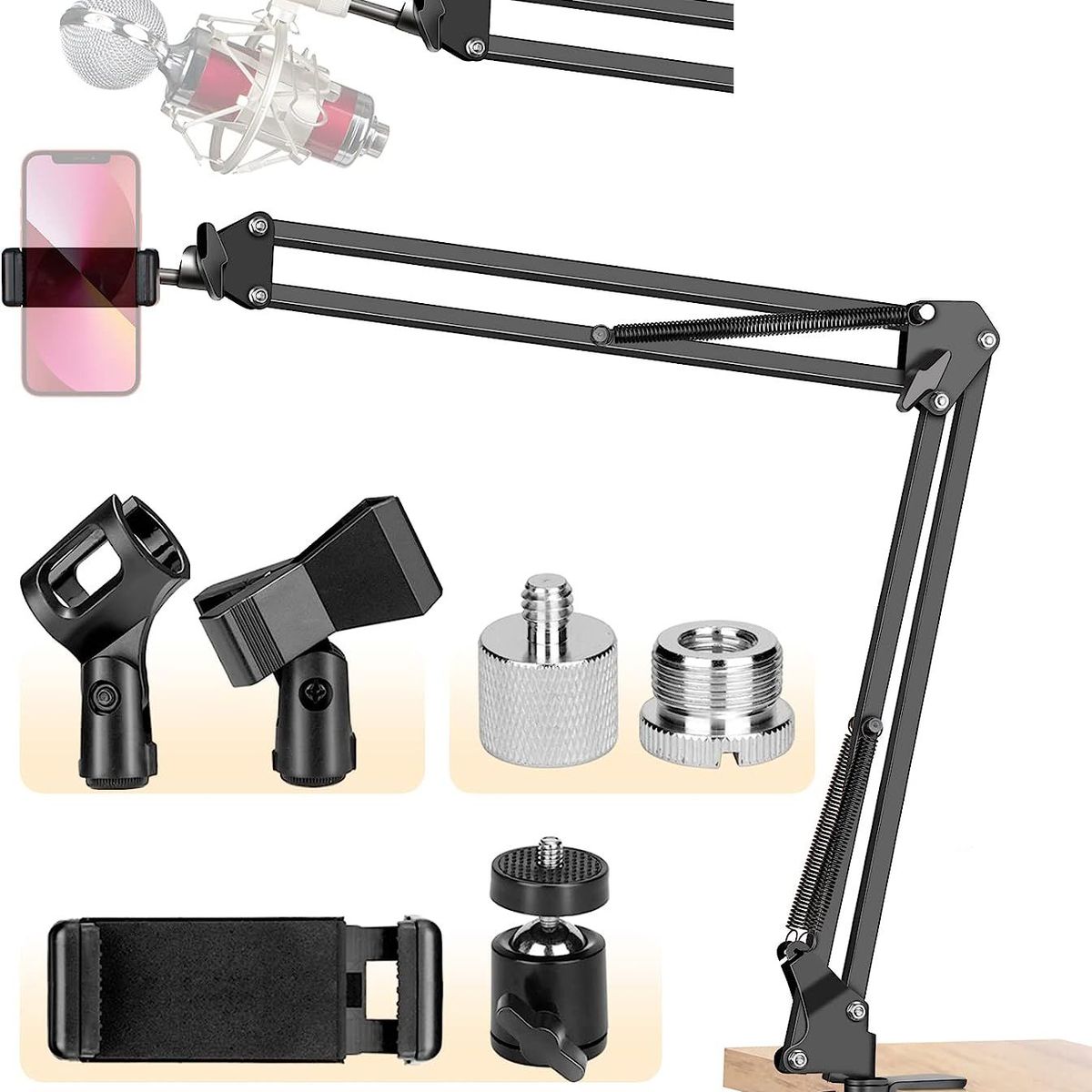 GENERICO - Paral Brazo Soporte para Micrófono  Suspensión Ajustable Home Studio