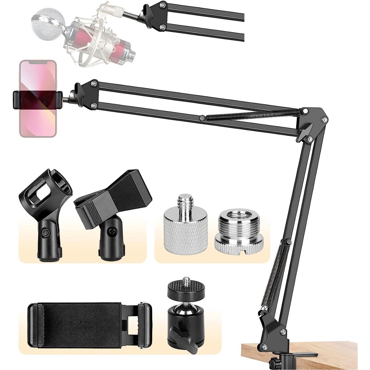 GENERICO - Paral Brazo Soporte para Micrófono  Suspensión Ajustable Home Studio