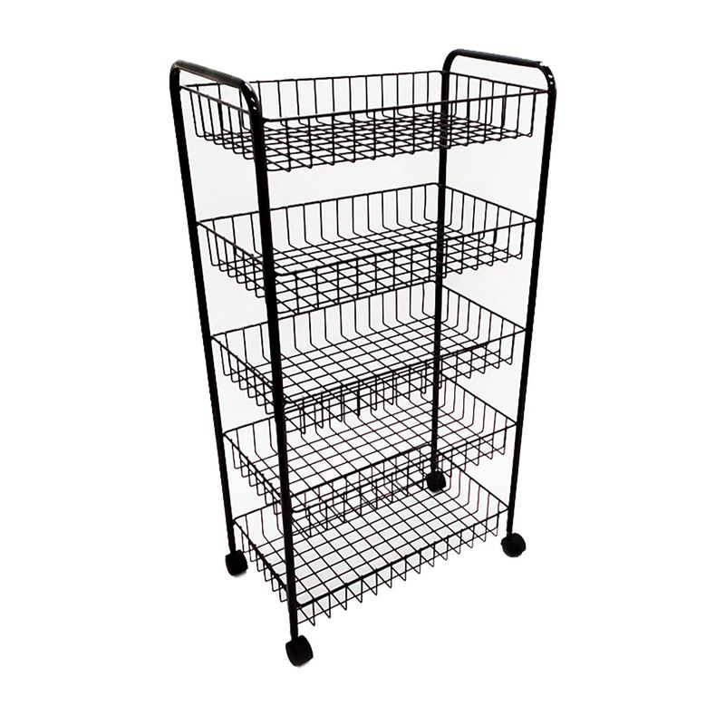 GENERICO - Organizador Verdulero De Cocina 5 Canastillas Negro