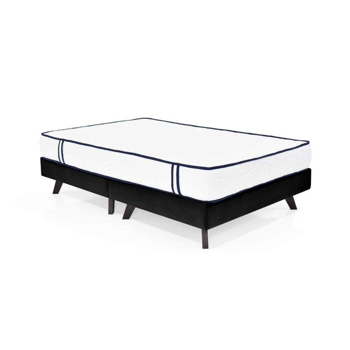 GENERICO - Base Cama Santorini Semidoble Tela Negro con Colchón Varna
