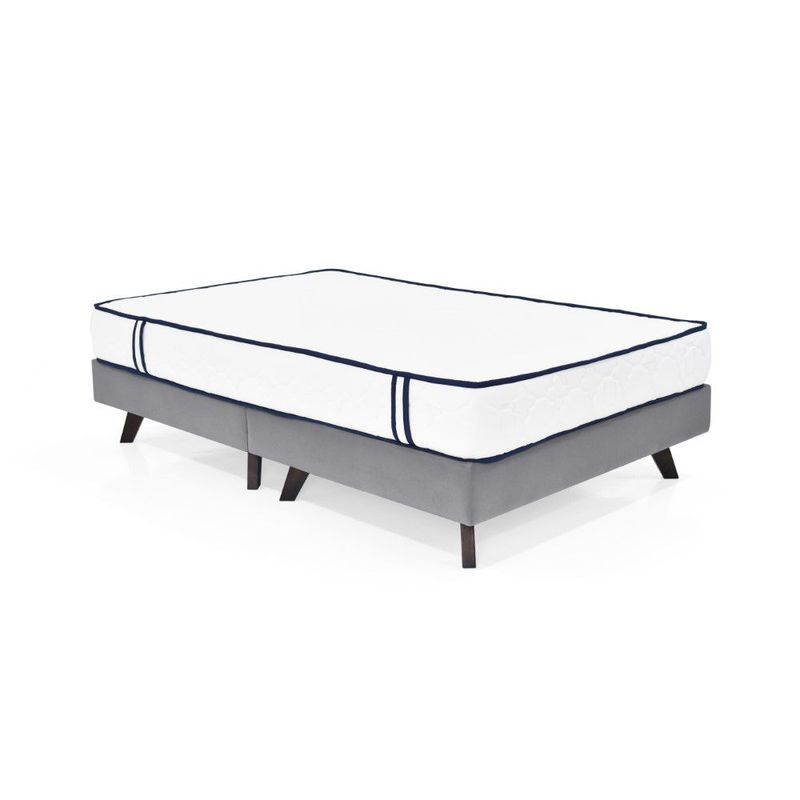 GENERICO - Base Cama Santorini Semidoble Tela Plata y Colchón Varna