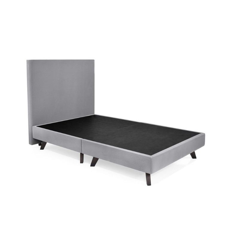 GENERICO - Base Cama con Cabecero Santorini Semidoble Tela Plata