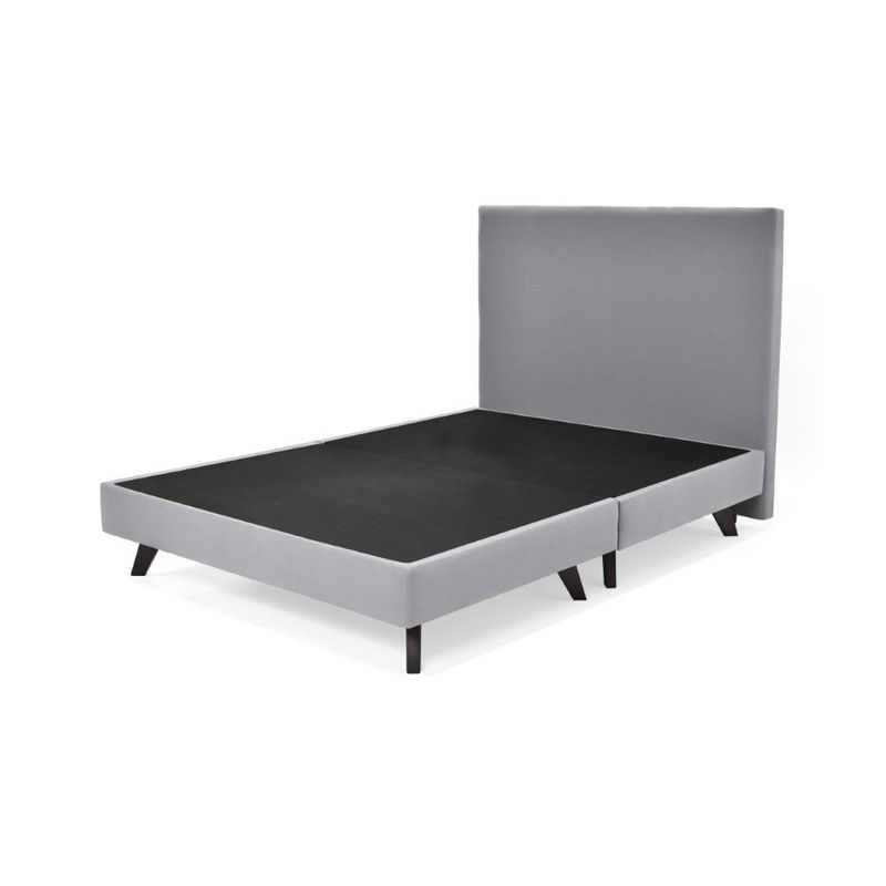 GENERICO - Base Cama con Cabecero Santorini Doble Tela Plata