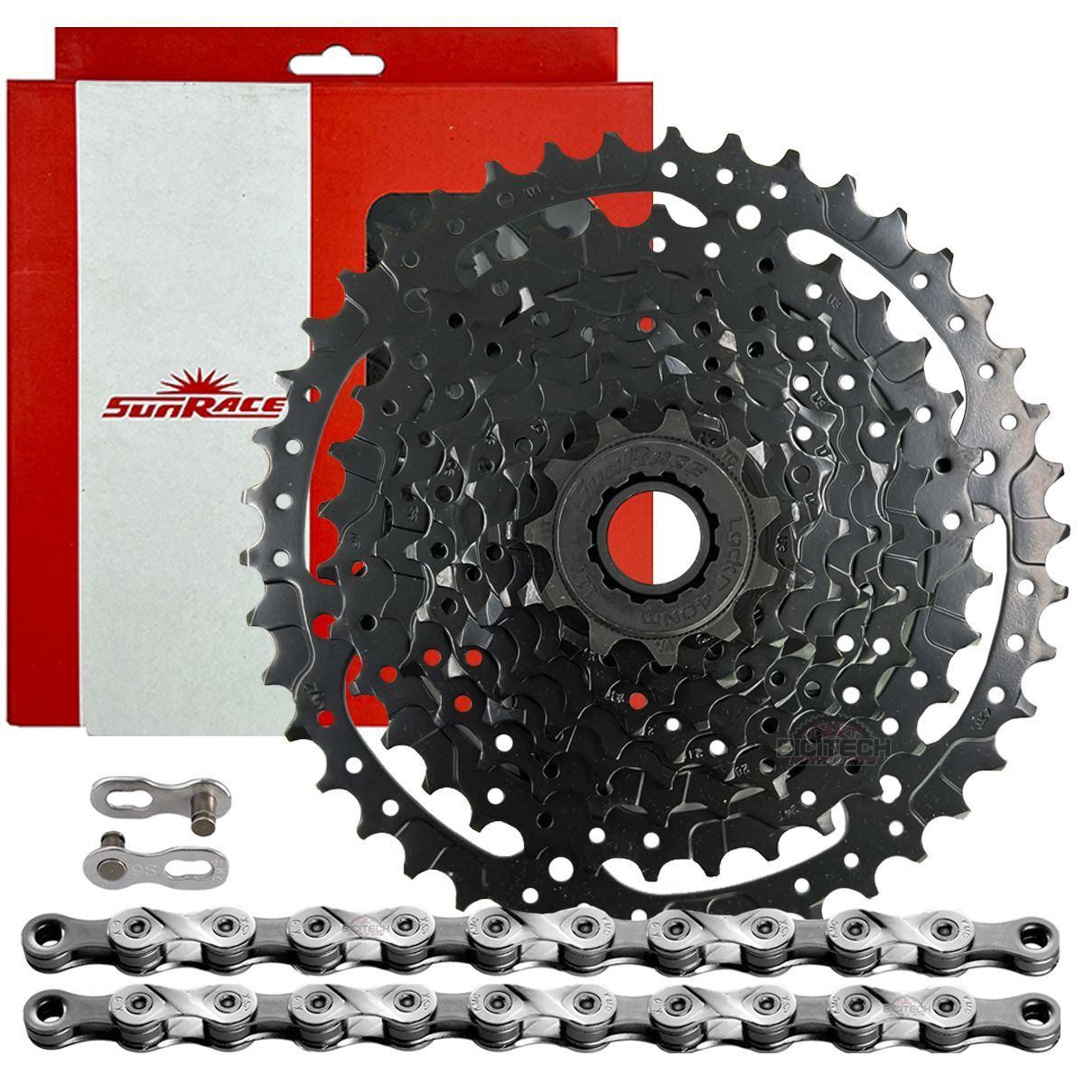 SUNRISE - Pacha Bicicleta Sunrace M980 11- 42 Mtb y Cadena Kmc X9