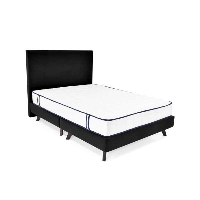 GENERICO - Set de Dormitorio Santorini Doble Tela Negro con Colchón Varna.
