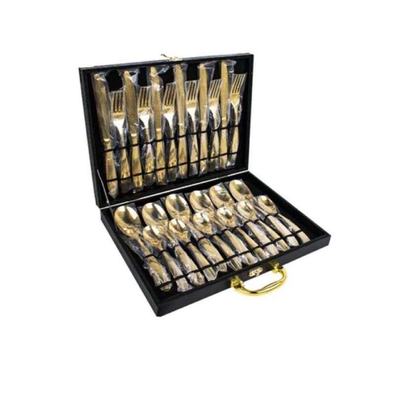 SCHAFFHAUSEN - Juego Cubiertos 24 Piezas Acero Inoxidable Schaffhausen Oro