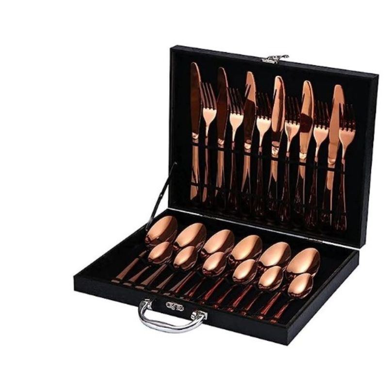 SCHAFFHAUSEN - Juego Cubiertos 24 Piezas Acero Inoxidable Schaffhausen Oro Rosa