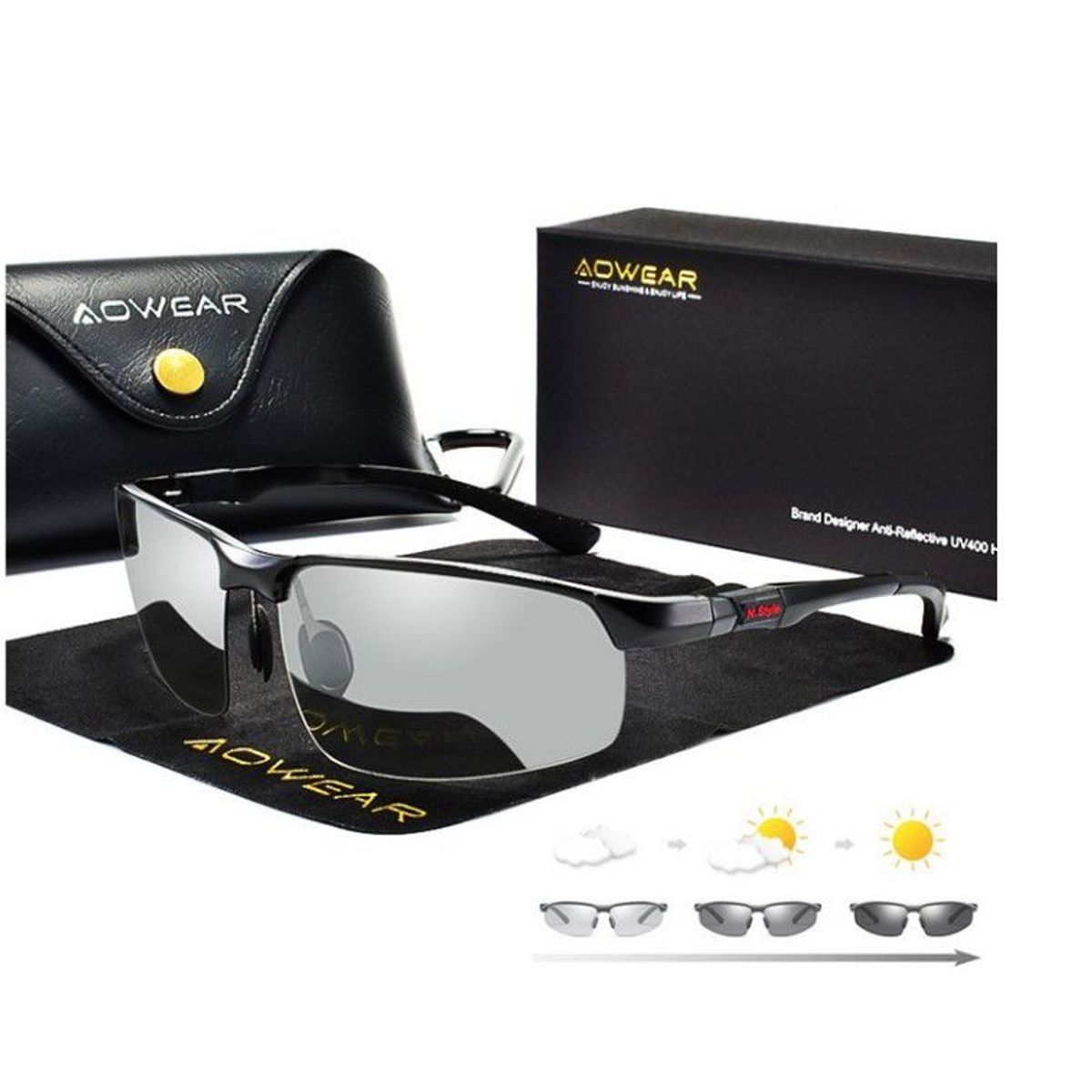 NAOW - Gafas sol hombre fotocromaticas  UV400  Modelo A7090