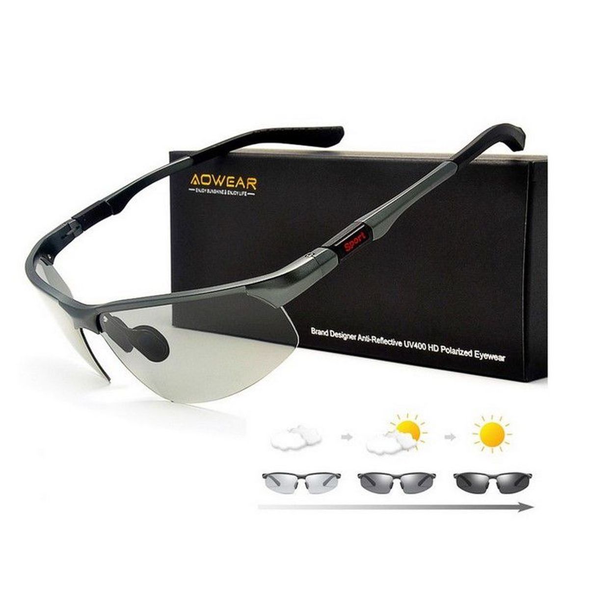 NAOW - Gafas sol hombre fotocromaticas  UV400  Modelo A7090