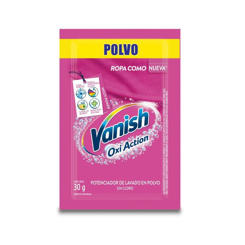 VANISH - Vanish Desmanchador en Polvo Rosa 30 Gramos 12 Unidades