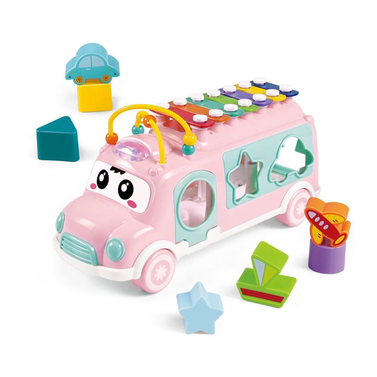 HUANGER - Bus xilófono didáctico juguete bebe infantil encajar Verde