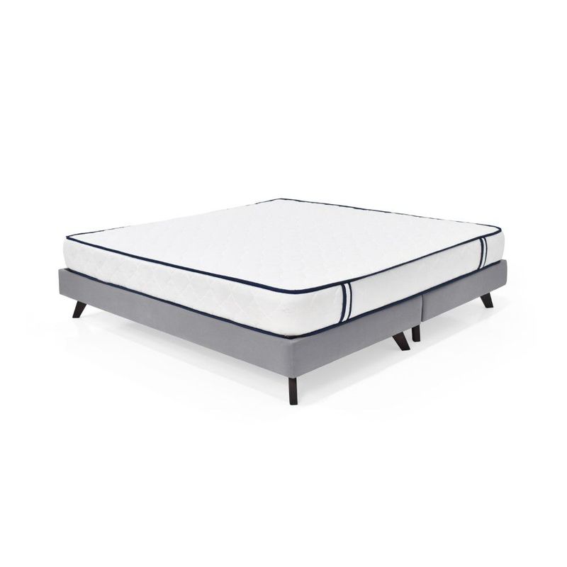 GENERICO - Base Cama Santorini King Tela Plata con Colchón Varna