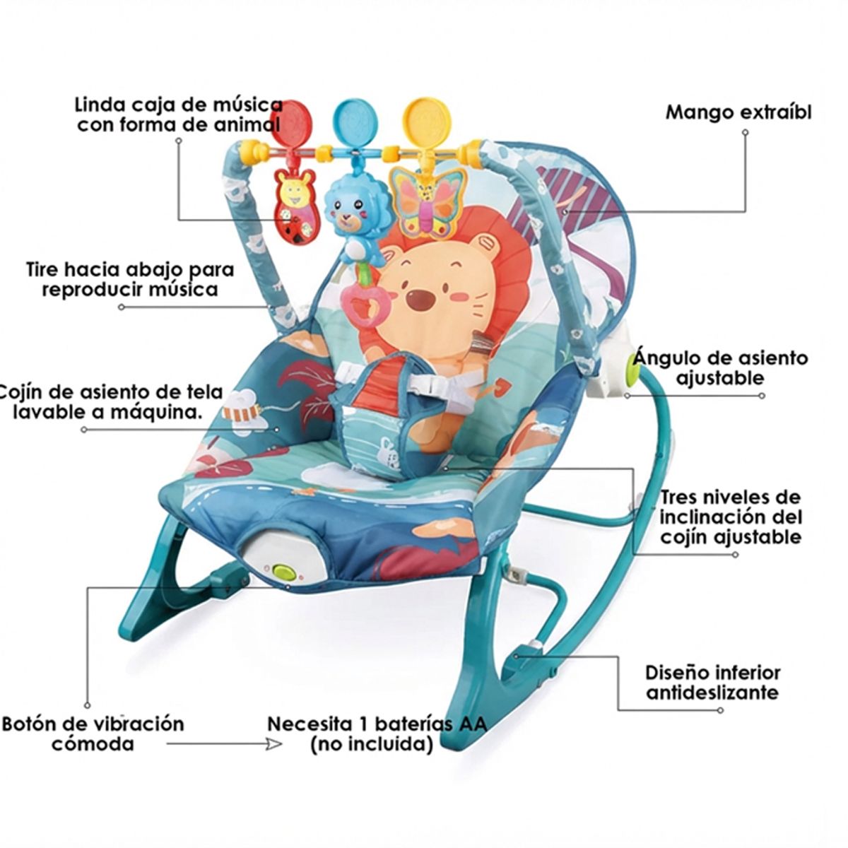 JON DI GROUP SAS - Silla Mecedora Vibradora Musical para Bebe 3 en 1 Mosquitero