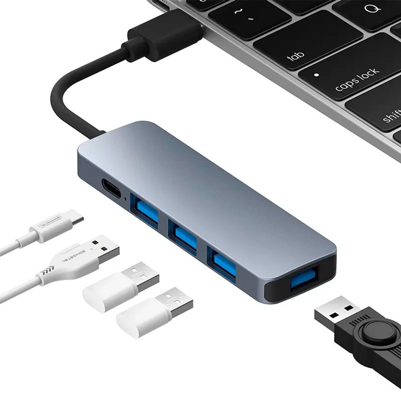 GENERICO - Adaptador hub multipuertos puertos USB-C 5 en 1 BE-BZ09