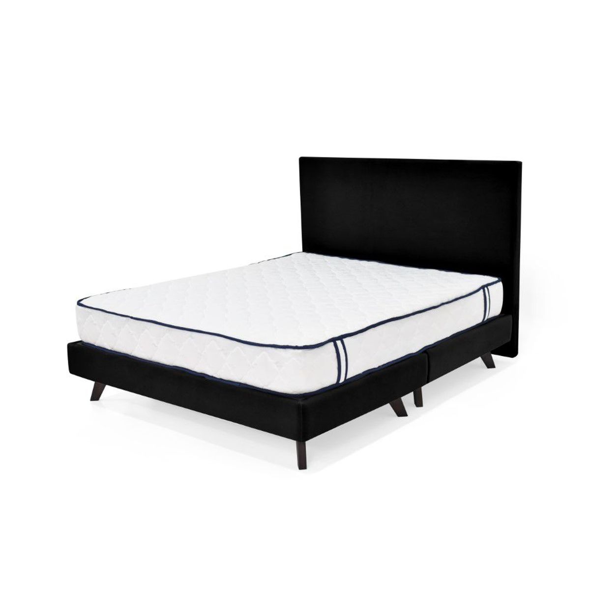 COLCHONES TOTAL COMFORT - Set de Dormitorio Santorini Queen Tela Negro con Colchón Varna