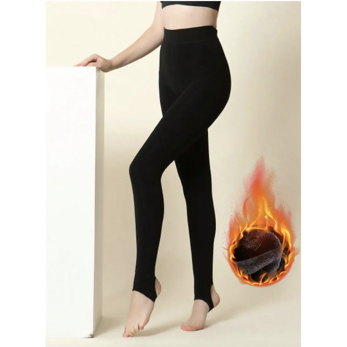 FRIOLENTA - Leggings grueso térmico interior fleece invierno - negro